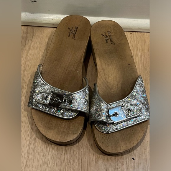 Dr. Scholl's For J. Crew Woman’s Silver Sparkle Sandals Limited Edition Size 6 - Picture 9 of 10